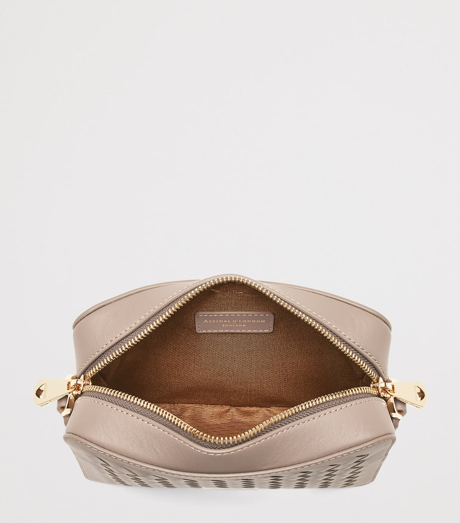Aspinal of London leather camera bag with woven detail (British brand)