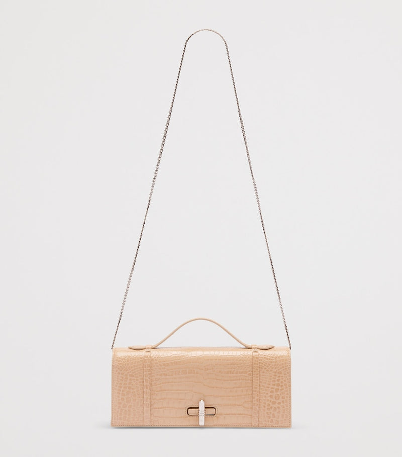 Malone Souliers croc-embossed May clutch bag, imported from the UK