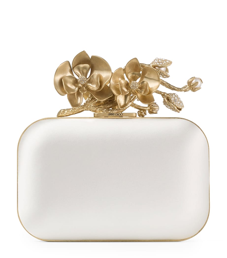 Jimmy Choo Cloud satin clutch bag, imported from the UK