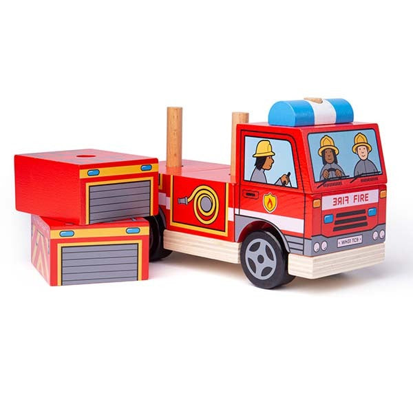 Bigjigs Toys Wooden Stacking Fire Engine Toy