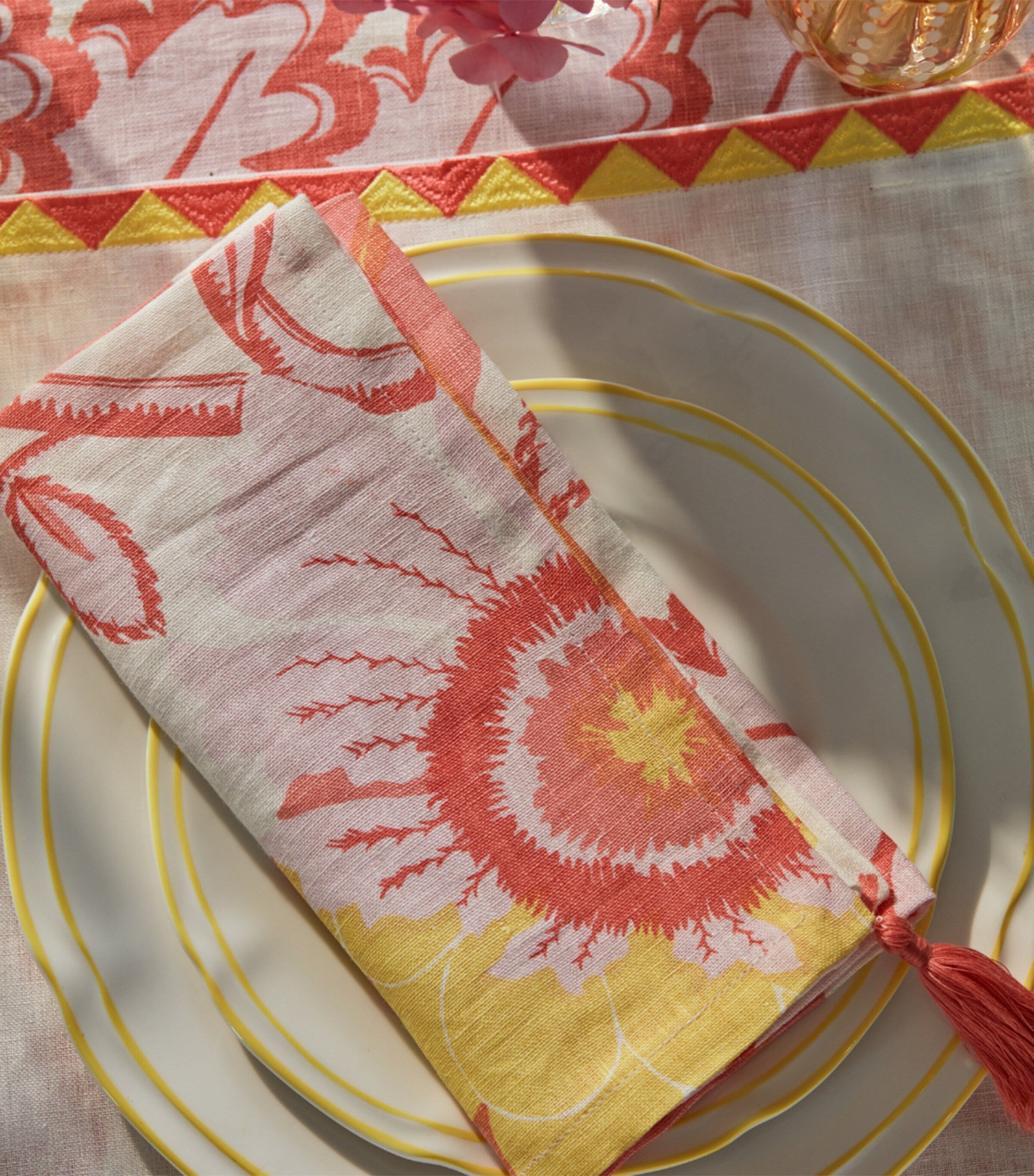 Maison Margaux x Christopher Farr linen Island Hue napkins 45cm x 45cm, imported from the UK