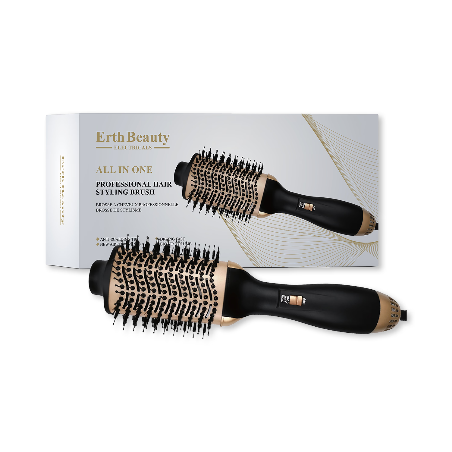 Erth Skin London all-in-one professional hair styling brush, imported from the UK