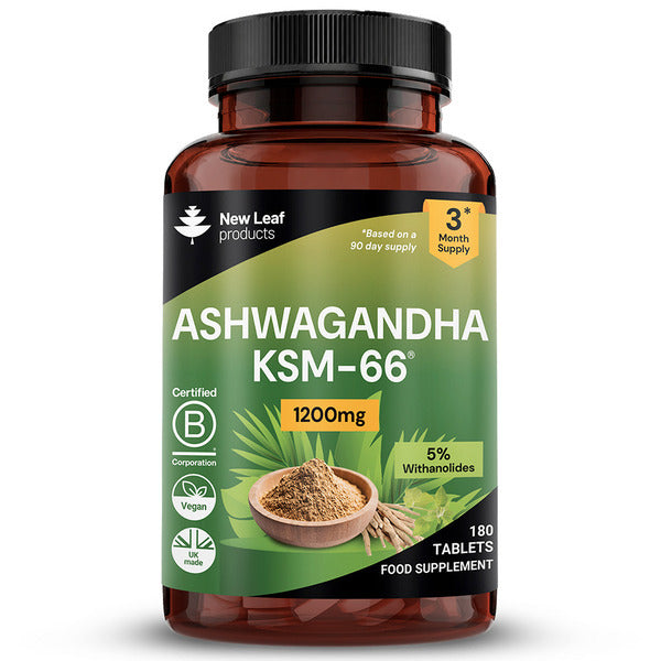 New Leaf Ashwagandha KSM-66 1200mg root extract 180 tablets, UK version