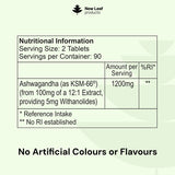 New Leaf Ashwagandha KSM-66 1200mg root extract 180 tablets, UK version