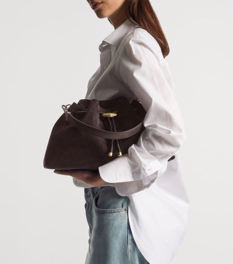 Jimmy Choo Medium Cinch Suede Shoulder Bag, imported from the UK