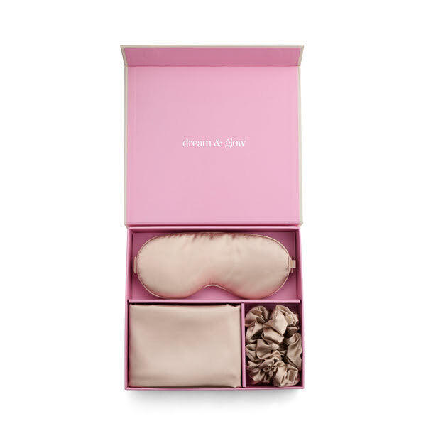 Silver Cloud satin gift set caramel - British product