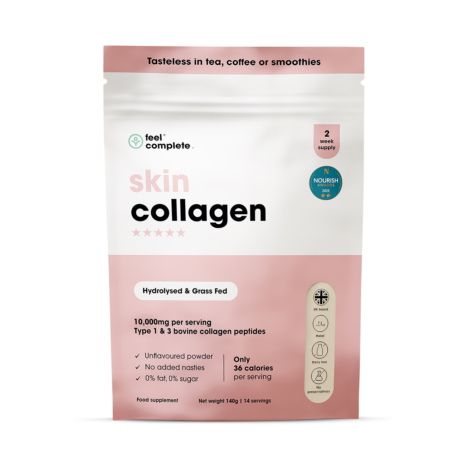 Feel Complete collagen powder unflavoured 140g - British product