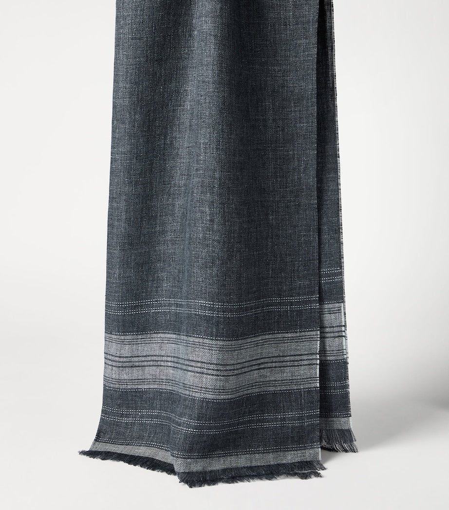 Brunello Cucinelli linen stripe scarf 75x180cm (British brand)