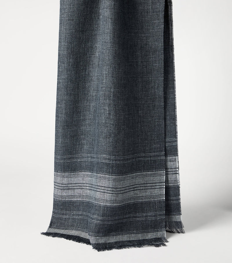 Brunello Cucinelli linen stripe scarf 75x180cm (British brand)