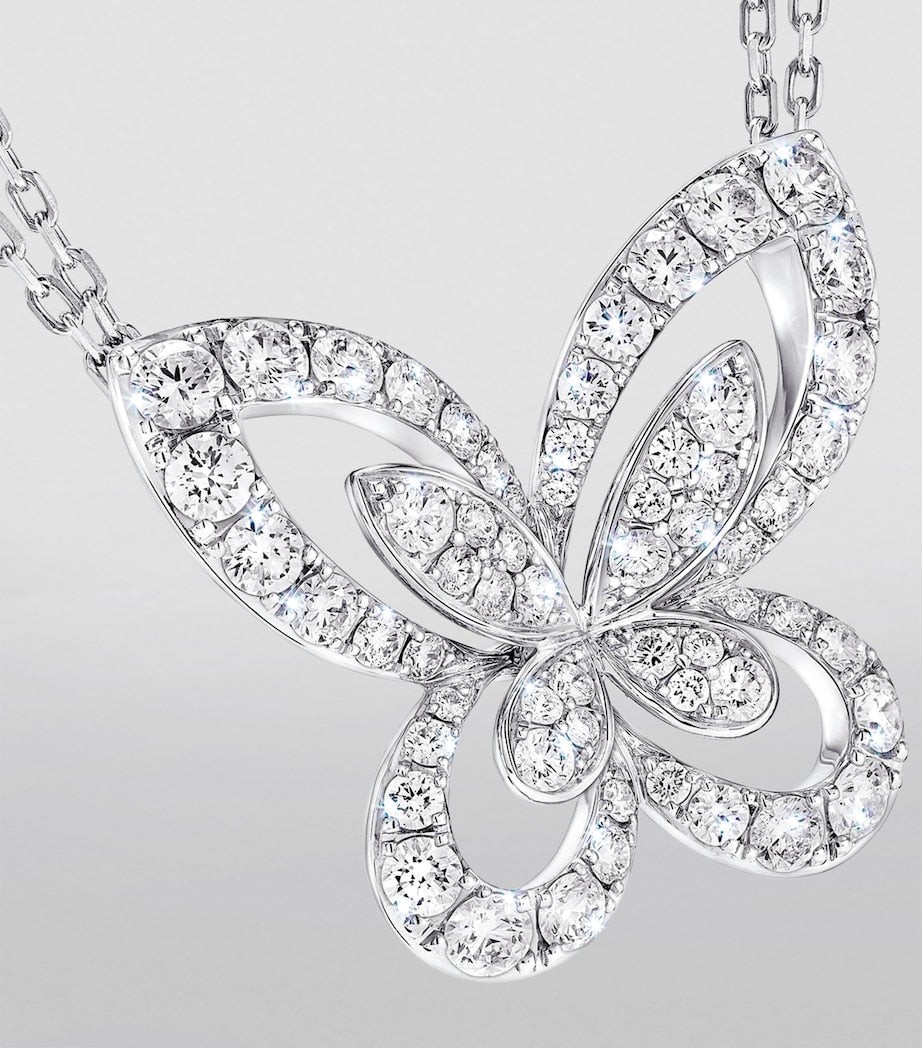 Graff large white gold diamond butterfly necklace, imported from the UK