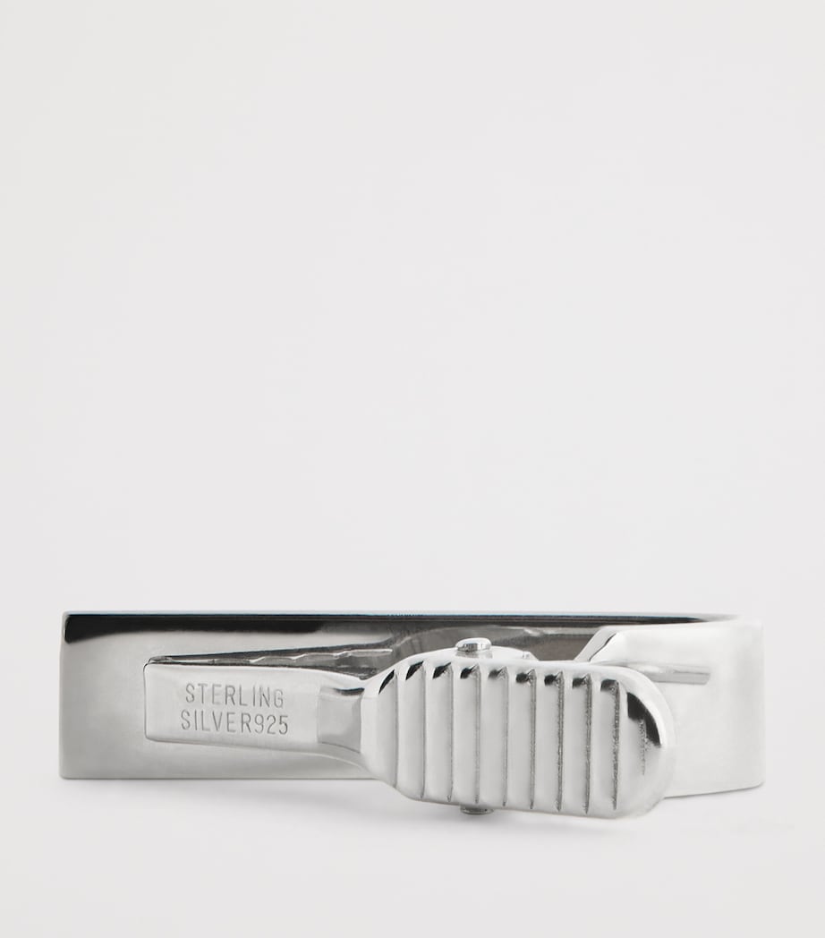 Thom Browne sterling silver short tie clip with tricolour design, UK version