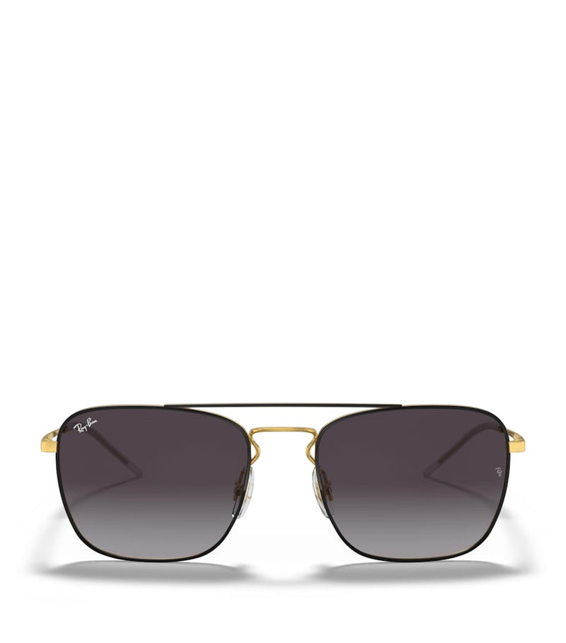 Ray-Ban Square sunglasses with gold-tone arms and brow bar (British brand)