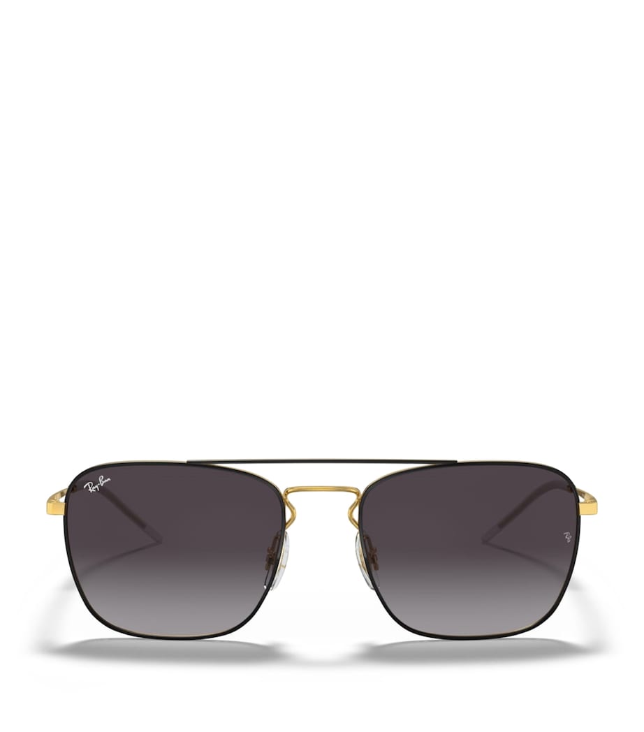 Ray-Ban Square sunglasses with gold-tone arms and brow bar (British brand)