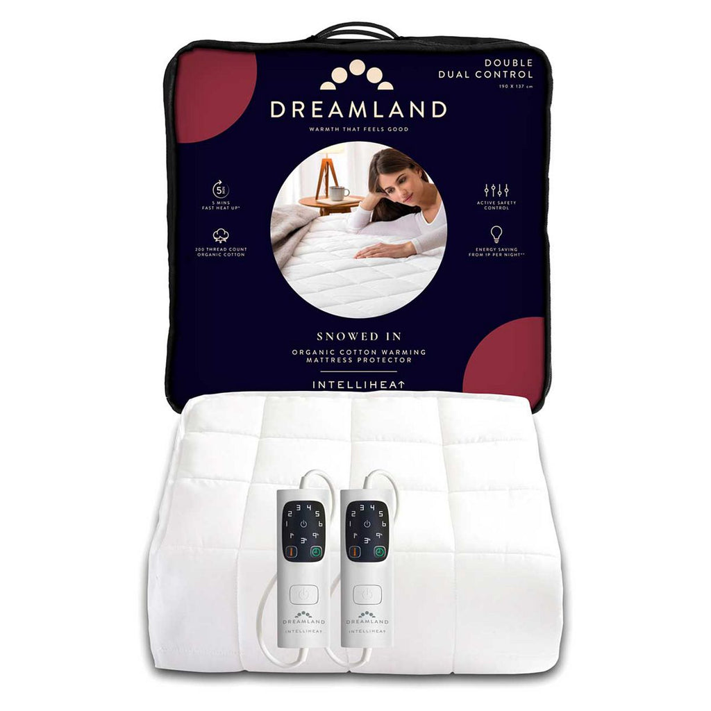 Dreamland Snowed In Organic Cotton Warming Mattress Protector Double 2 Controls 190X137Cm