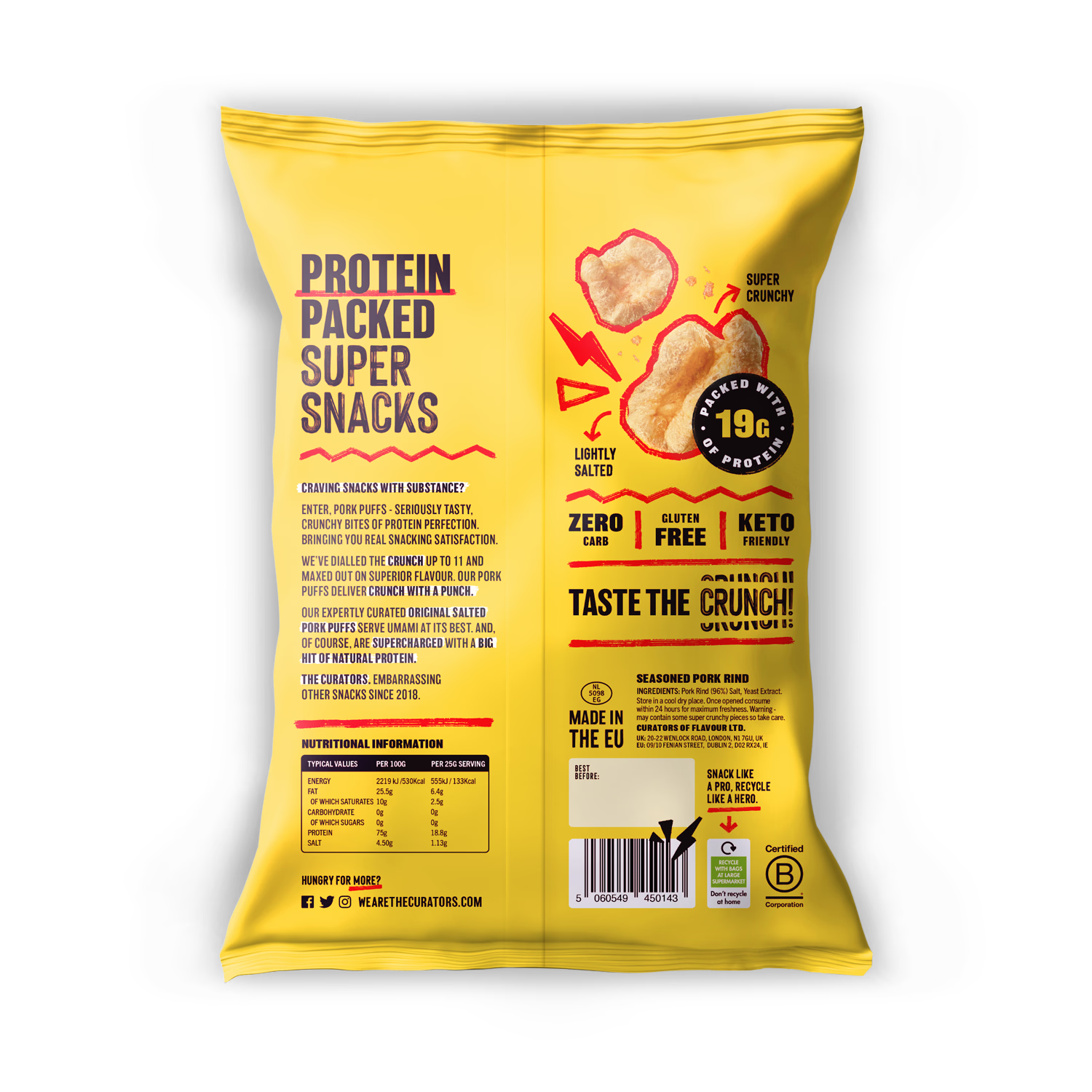 The Curators original salted pork puffs 25g - British product