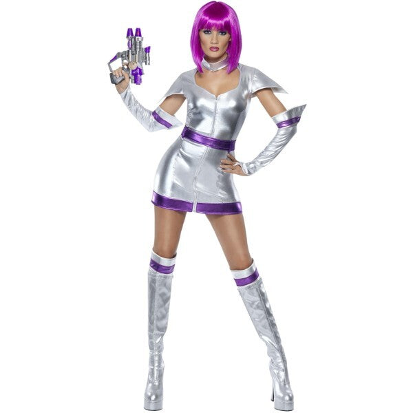 Fever Space Cadet costume in silver metallic finish, UK version