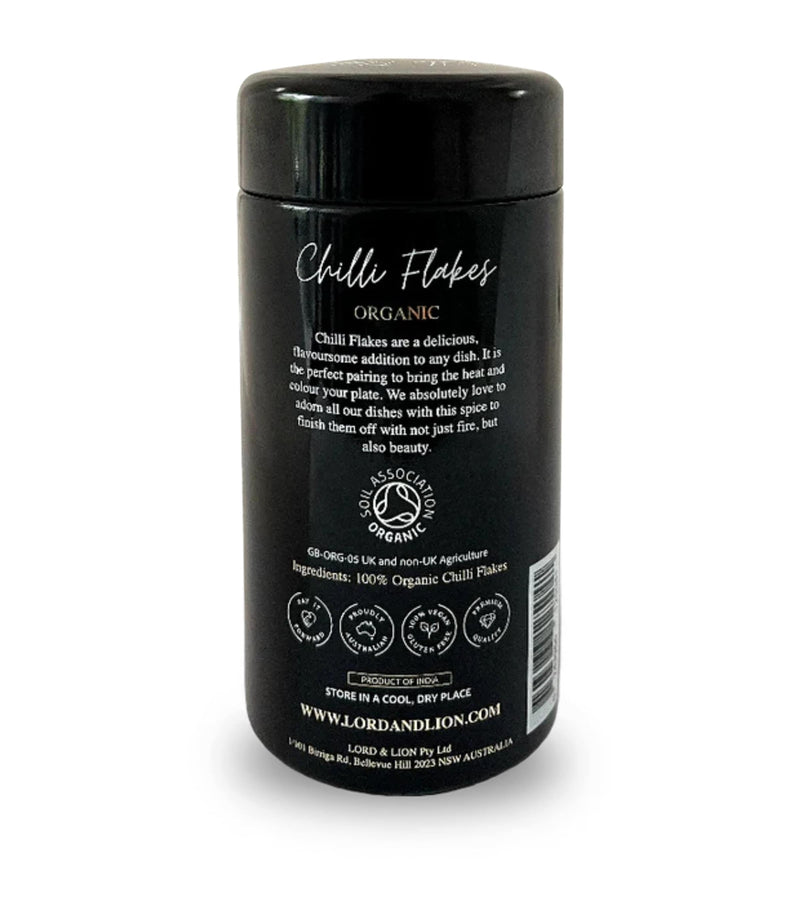 Lord & Lion organic chilli flakes 50g, UK version