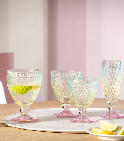 Harrods Set of 4 Crystal Champagne Glasses with Boston Pearl Design, 120ml Capacity- Buy online at McGrocer