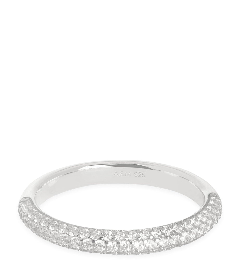 Astrid & Miyu rhodium-plated pavé essential ring, imported from the UK