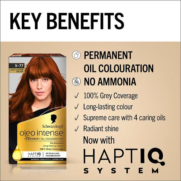 Schwarzkopf Oleo Intense light copper brown hair dye (British brand)