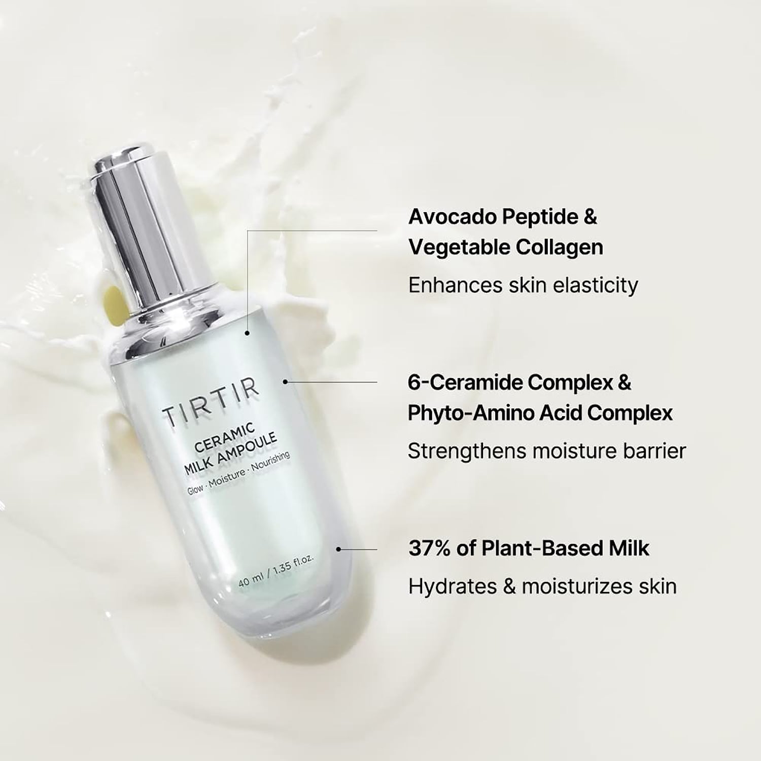 TIRTIR Ceramic Milk Ampoule 40ml, imported from the UK