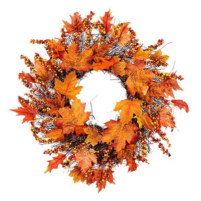 Superdrug Livingandhome Lighted Maple Leaves Rattan Wreath 45cm- Buy online at McGrocer