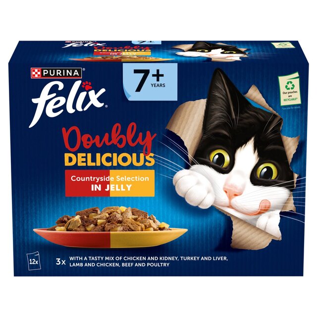 Felix Doubly Delicious 7+ Meaty Selection in Jelly Wet Cat Food   12 x 85g