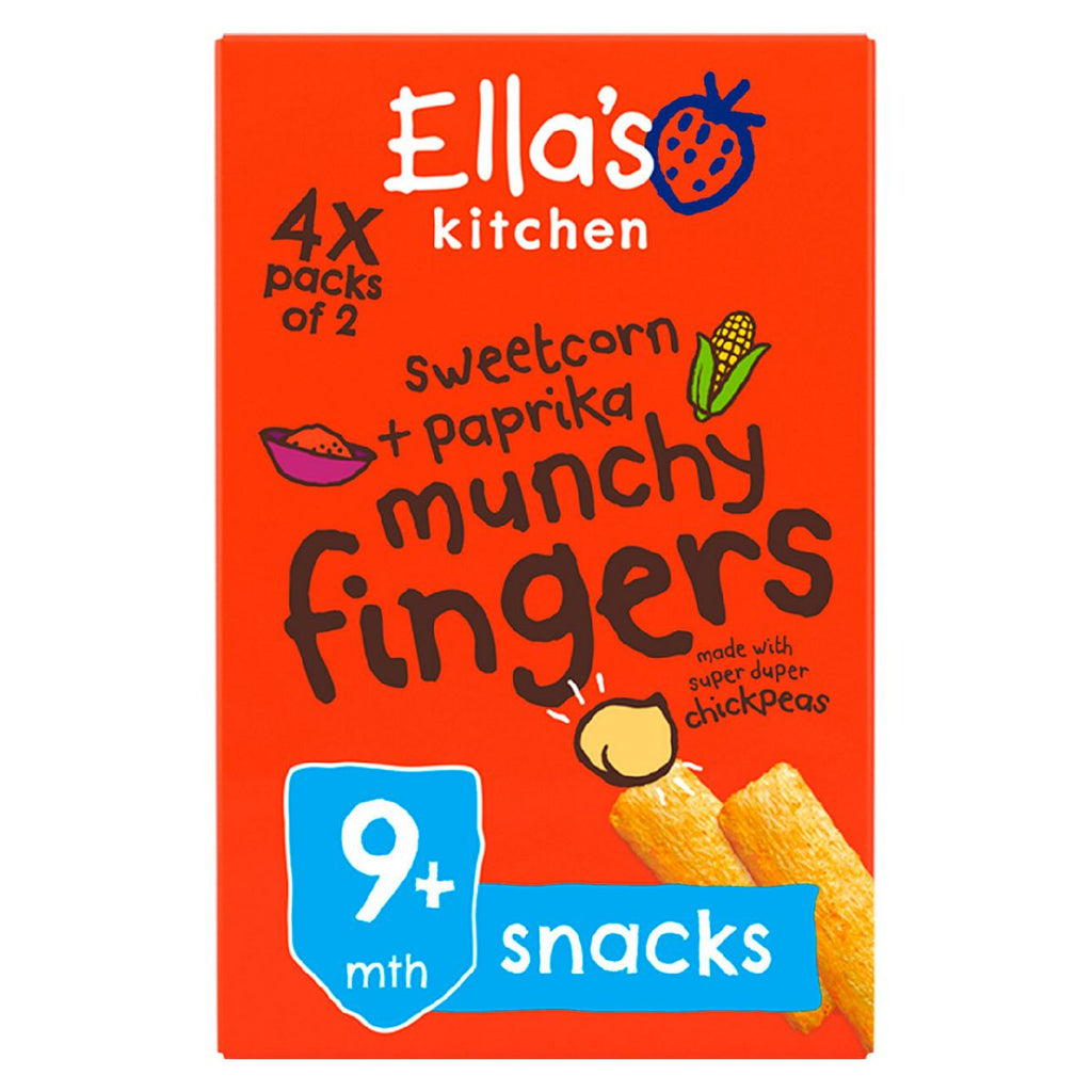 Ella's Kitchen Organic Sweetcorn and Paprika Munchy Fingers Multipack Baby Snack 9+ Months 4x12g