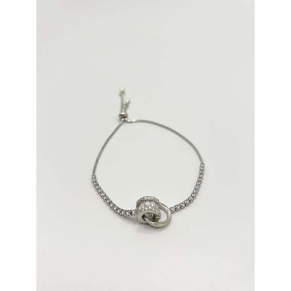 SVNX double ring diamante bracelet silver stainless steel (British brand)