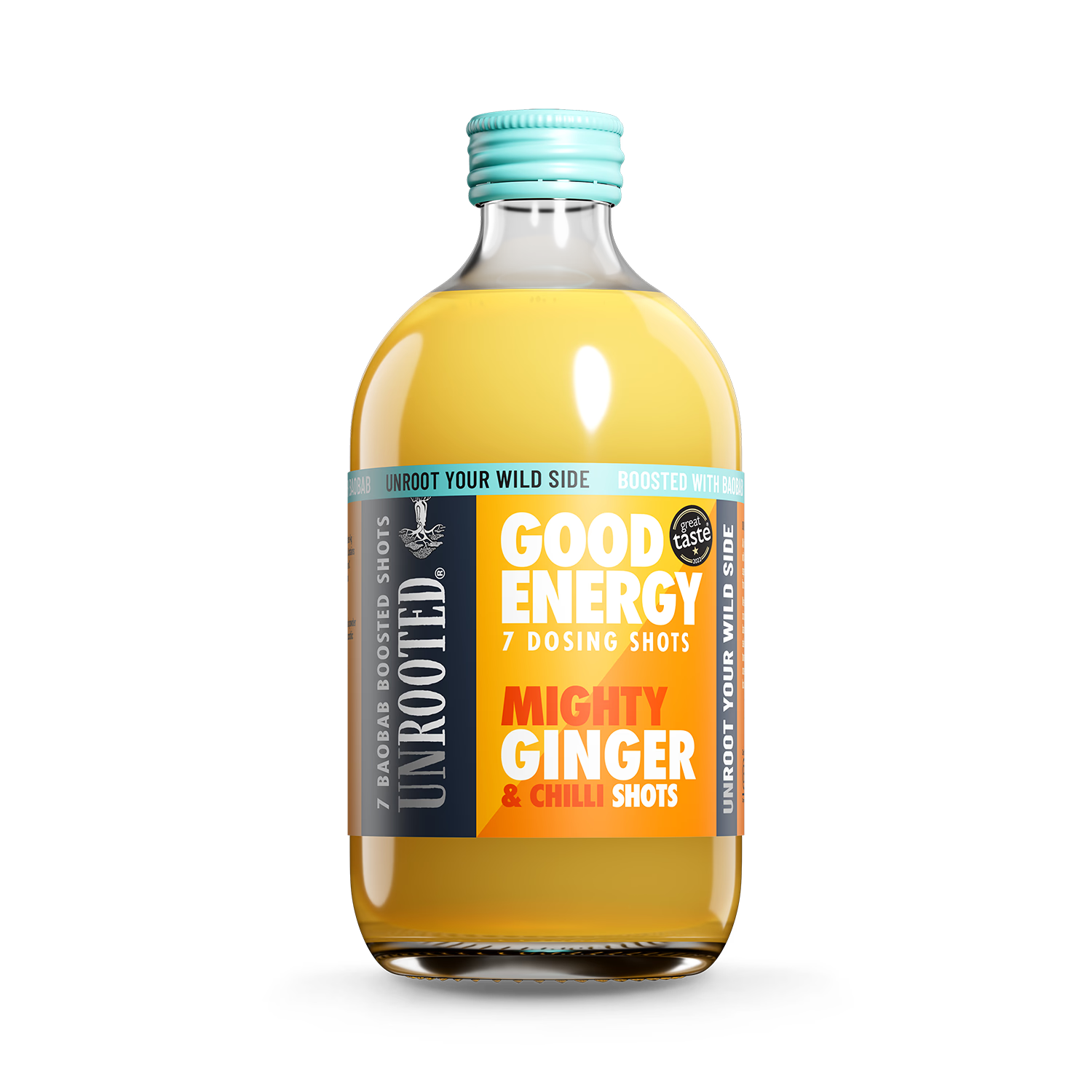 UNROOTED Mighty Ginger Chilli Baobab shot 420ml, imported from the UK