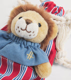 Harrods soft toy lion in pouch with sweater - British product