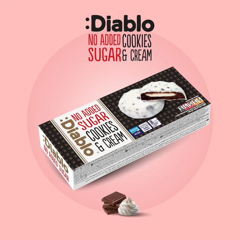 Diablo no added sugar cookies and cream white chocolate 128g pack (British brand)