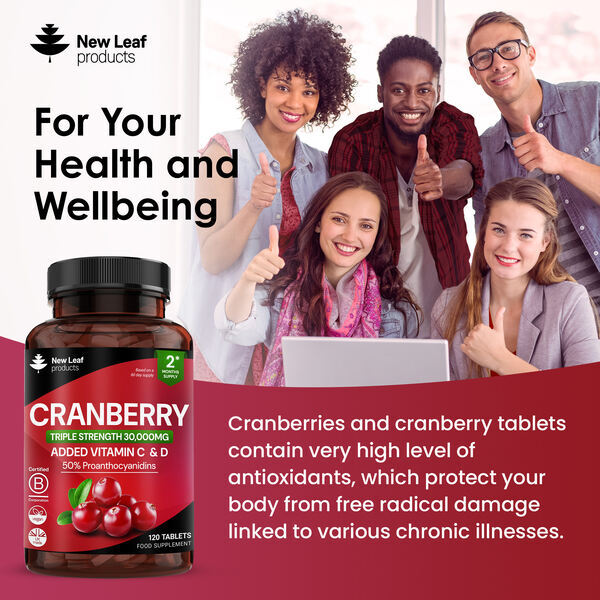 New Leaf Cranberry Tablets 30,000mg 120 tablets (British brand)
