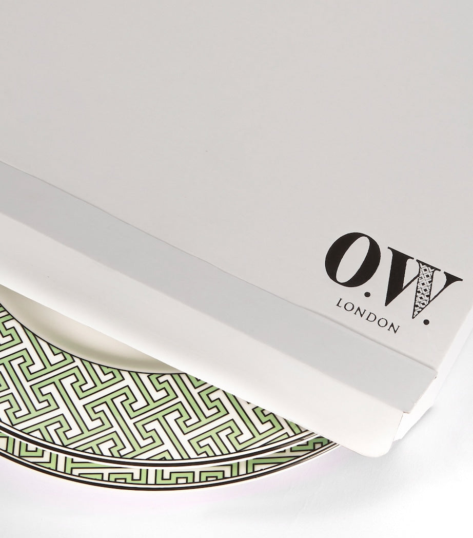 O.W. London geometric maze pattern dessert plates, set of two, 21cm diameter, imported from the UK
