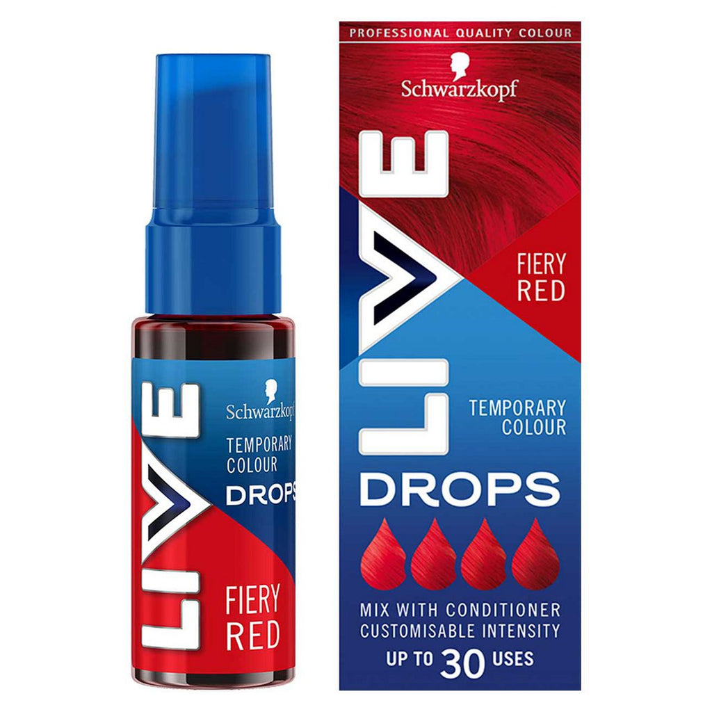 Schwarzkopf LIVE Colour Drops Semi-permanent Red Hair Dye Fiery Red 30ml