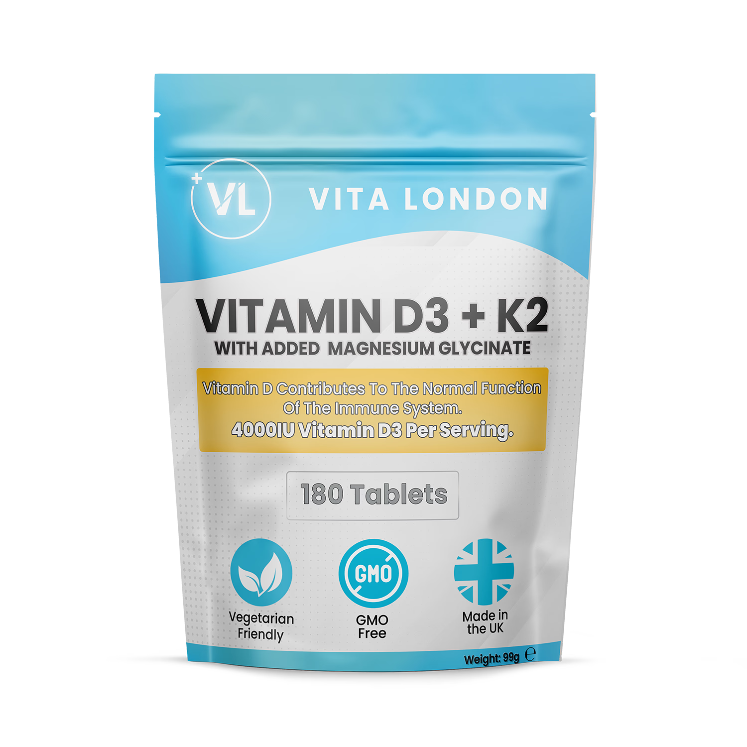 Vitamin D3 K2 supplement 4000IU 180 tablets - British product