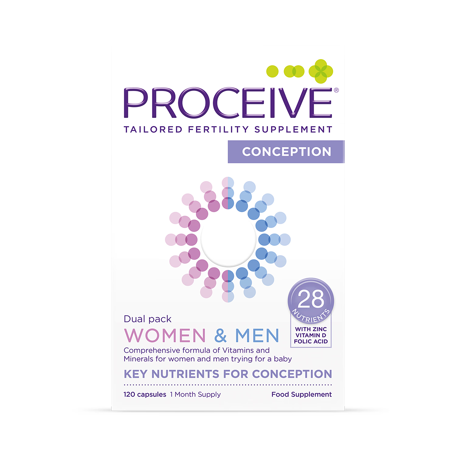 Proceive Dual Pack Fertility Supplement 120 Capsules, imported from the UK