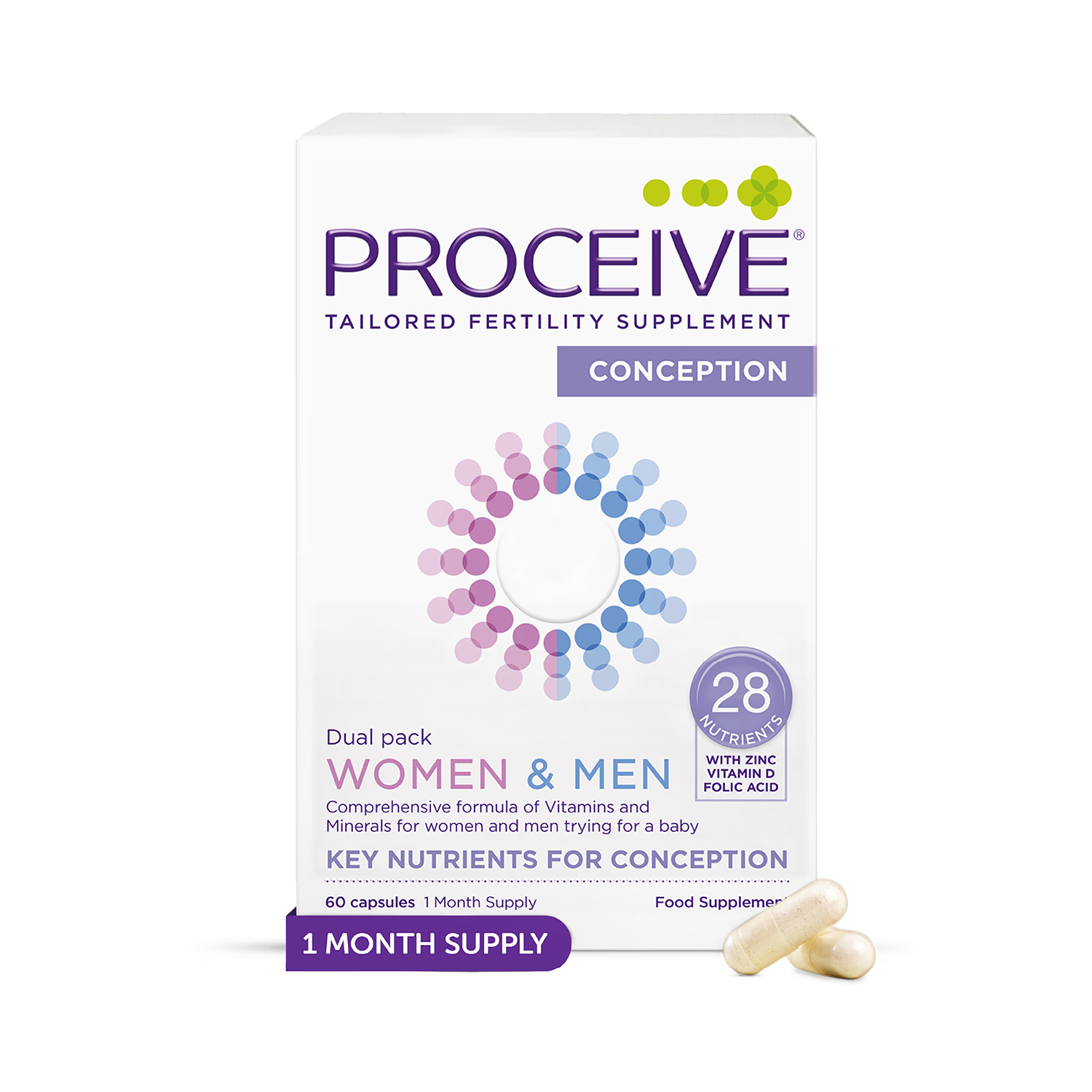 Proceive Dual Pack Fertility Supplement 120 Capsules, imported from the UK