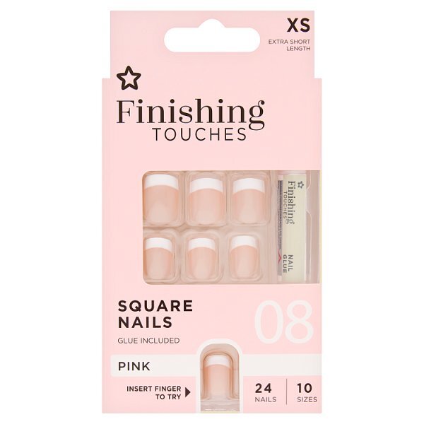 Superdrug Finishing Touches Fake Nails Extra Short Pink GOODS Superdrug   