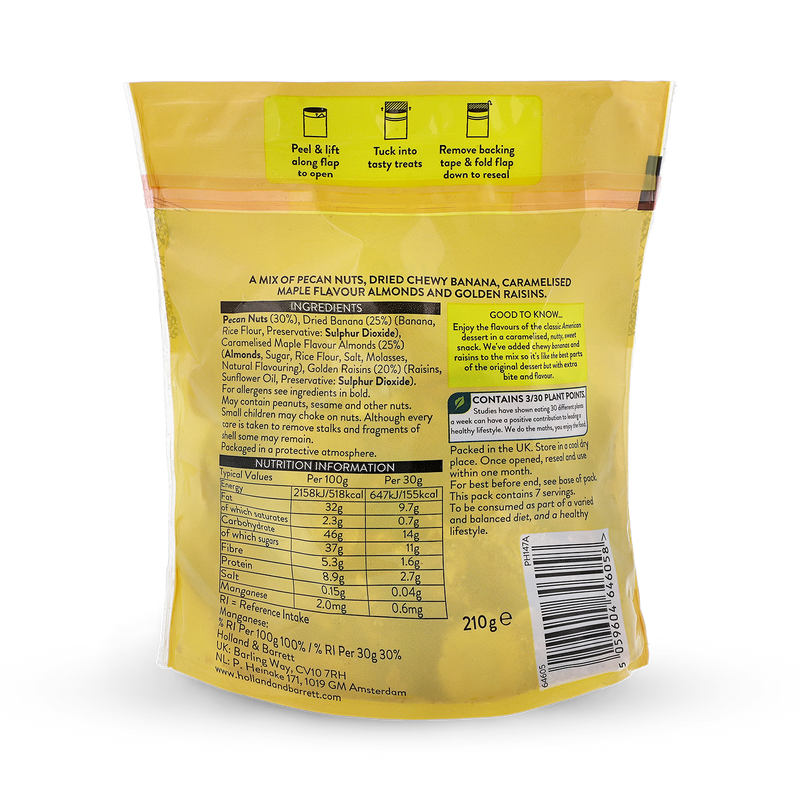 Holland & Barrett Banana Pecan Pie Trail Mix 210g, UK version