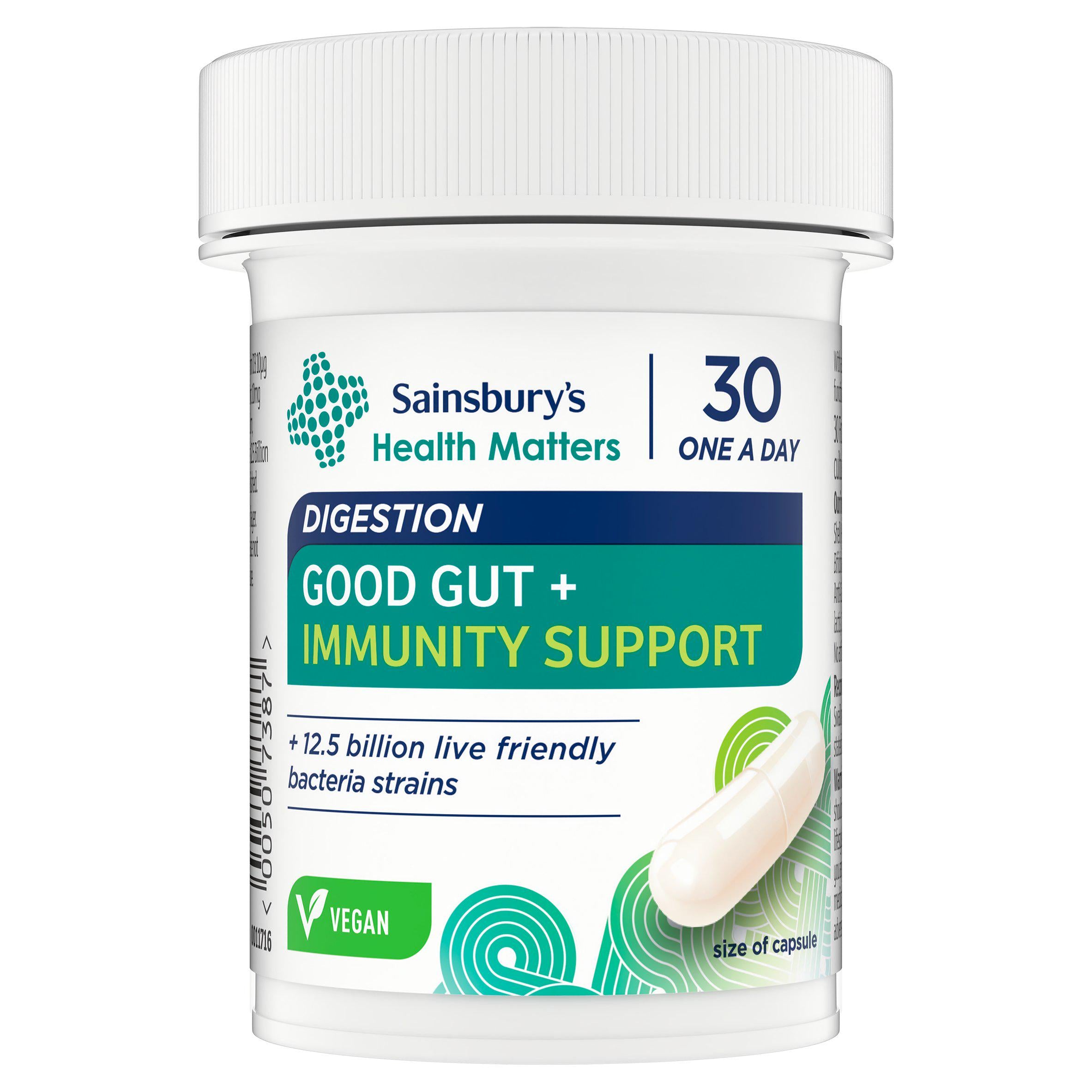 Sainsbury's Health Matters Digestion Good Gut + Immunity Support 30 One a Day GOODS Sainsburys   