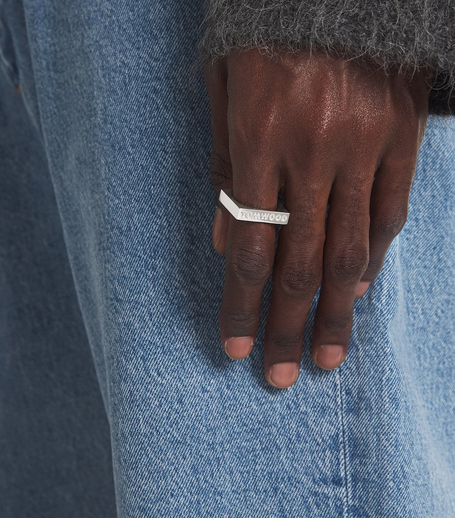 Tom Wood sterling silver square ring - British product