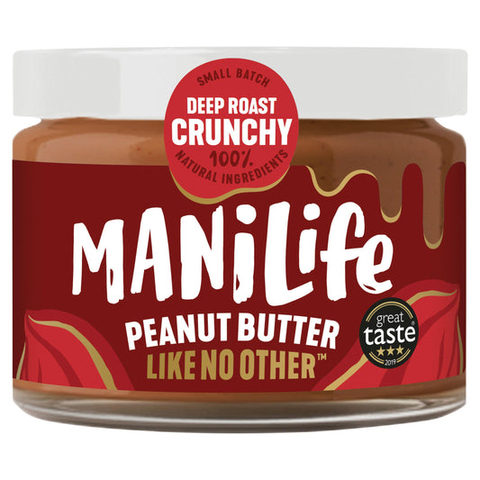ManiLife Deep Roast Crunchy Peanut Butter 275g Lunchbox snacking Sainsburys   