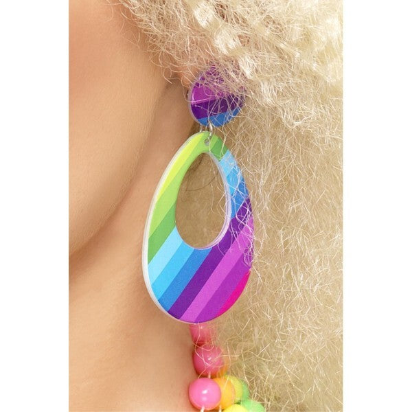 Smiffys teardrop earrings neon multi-coloured - British product