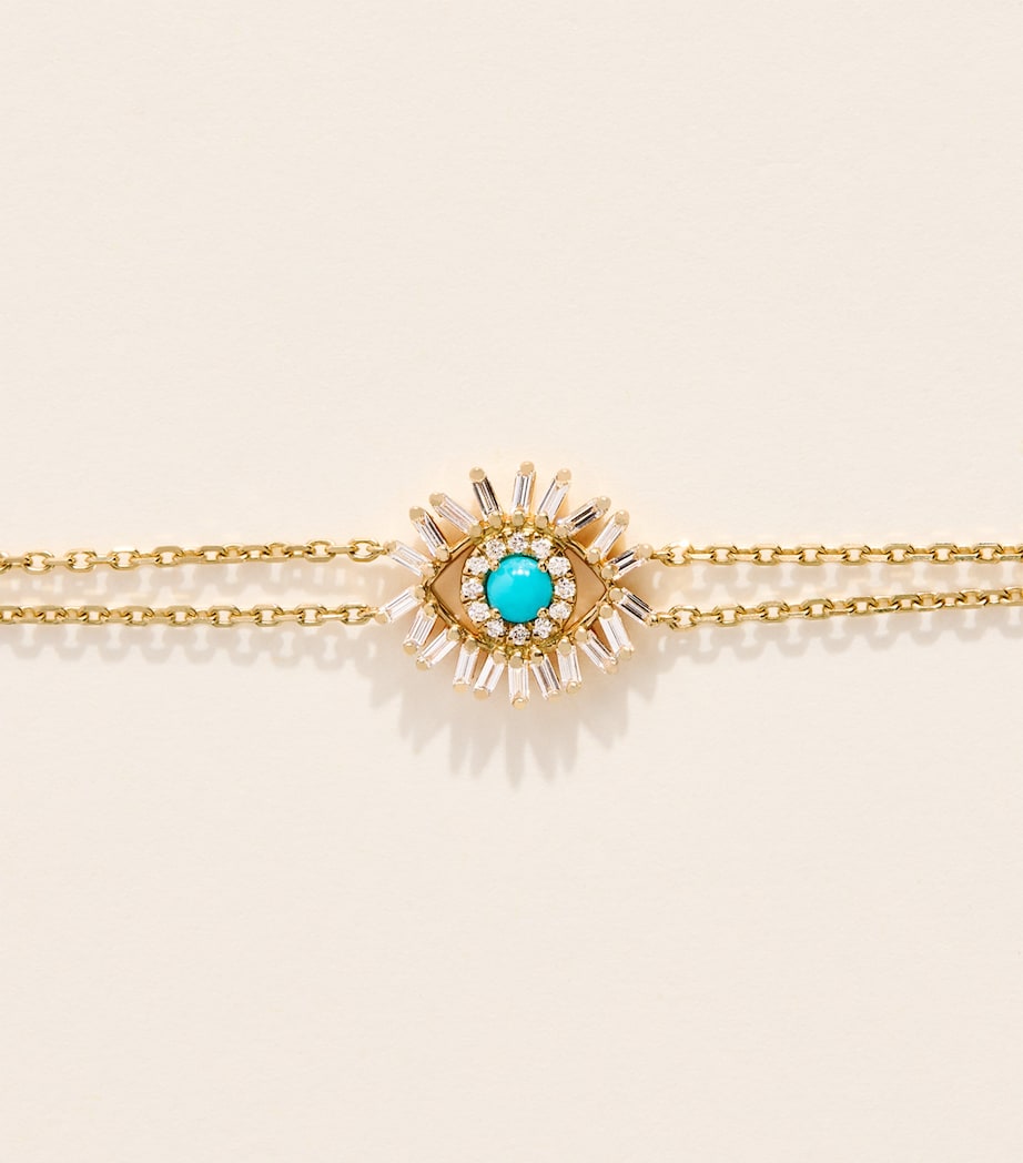 Suzanne Kalan evil eye bracelet yellow gold diamond turquoise, UK version