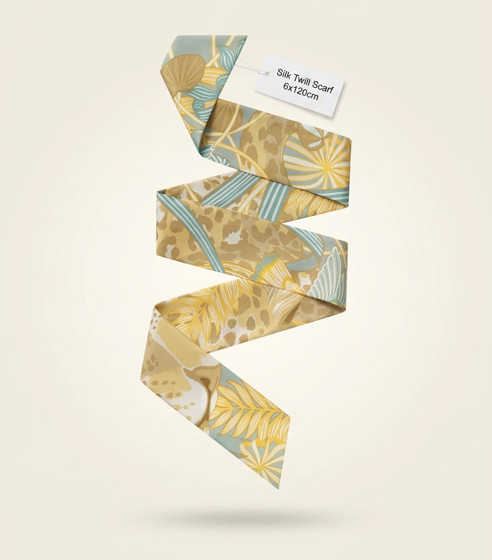 Cartier silk twilly Panthère In The Jungle 105cm, imported from the UK