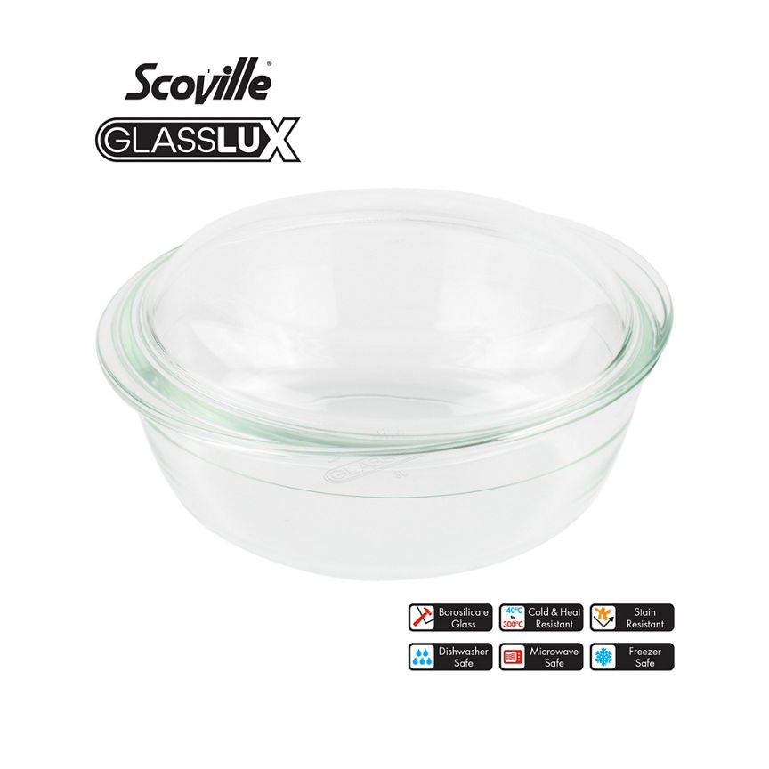 Scoville Glasslux 3L Round Casserole Dish