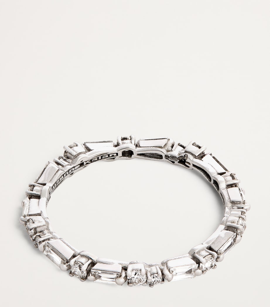Suzanne Kalan white gold diamond Thin Mix ring, imported from the UK