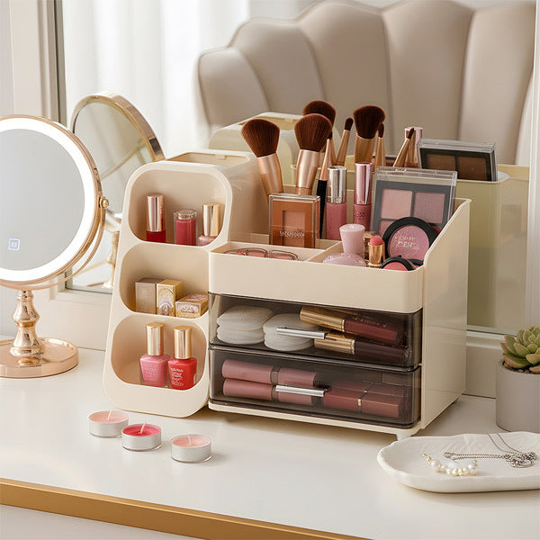 Livingandhome cream cosmetic organiser with drawers, imported from the UK