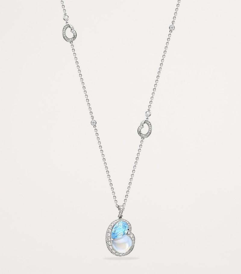 Boodles Motherhood necklace with aquamarine moonstone and diamonds (British brand)